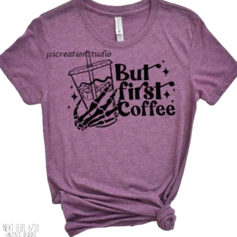 But 1st coffe short sleeve purple tee